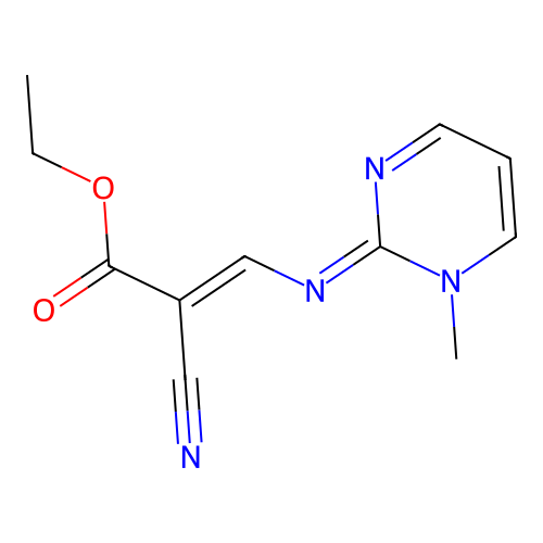 ethyl (E)-2-cyano-3-[(1-methylpyrimidin-2-ylidene)amino]prop-2-enoate structure