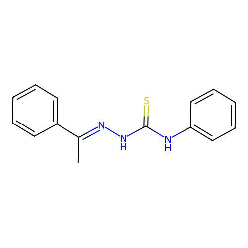 Hydrazinecarbothioamide, N-phenyl-2-(1-phenylethylidene)-, (2E)- structure