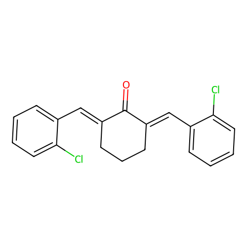 (2E,6E)-2,6-bis[(2-chlorophenyl)methylidene]cyclohexan-1-one structure
