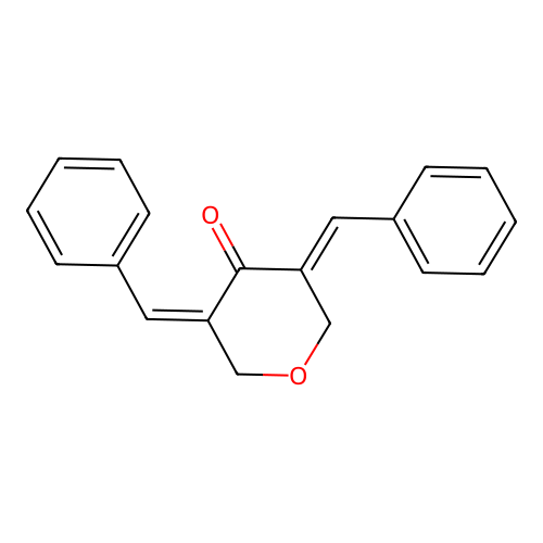 tetrahydro-3,5-bis(phenylmethylene)-4H-pyran-4-one structure