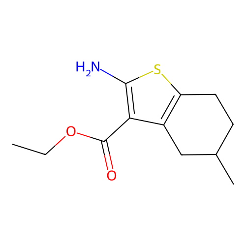 Ethyl 2-amino-5-methyl-4,5,6,7-tetrahydro-1-benzothiophene-3-carboxylate structure
