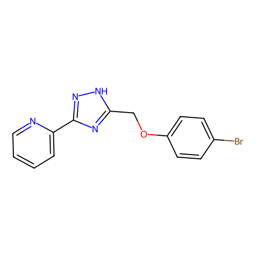 2-{3-[(4-bromophenoxy)methyl]-1H-1,2,4-triazol-5-yl}pyridine structure