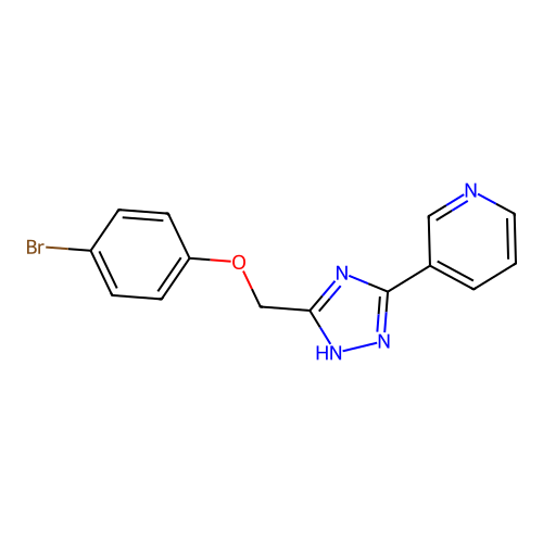 3-[5-[(4-bromophenoxy)methyl]-1H-1,2,4-triazol-3-yl]pyridine structure
