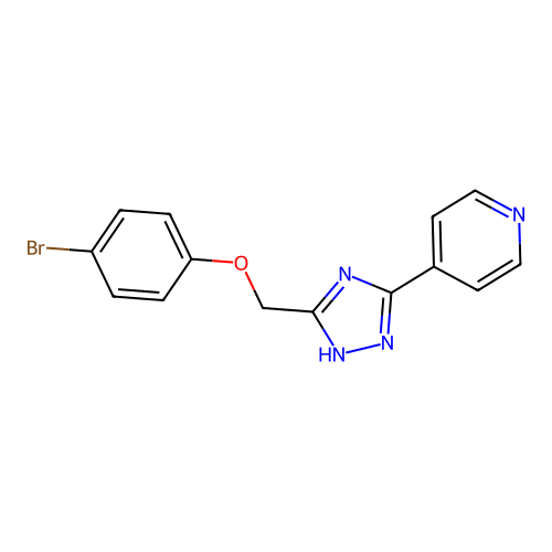 4-[5-[(4-bromophenoxy)methyl]-1H-1,2,4-triazol-3-yl]pyridine structure
