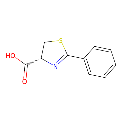 (4R)-2-phenyl-4,5-dihydro-1,3-thiazole-4-carboxylic acid structure