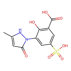 2-hydroxy-3-(5-methyl-3-oxo-1H-pyrazol-2-yl)-5-sulfobenzoic acid structure