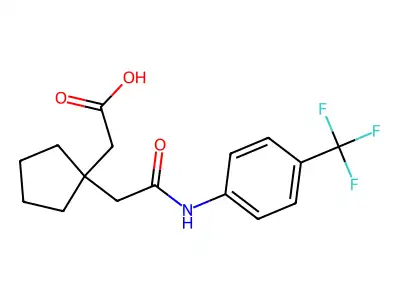 (1-{2-Oxo-2-[4-(trifluoromethyl)anilino]ethyl}cyclopentyl)acetic acid structure