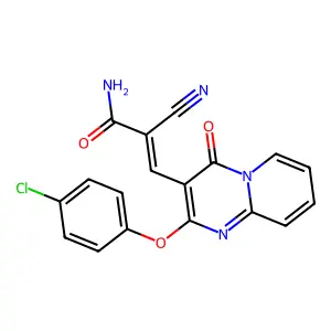 (E)-3-(2-(4-chlorophenoxy)-4-oxo-4H-pyrido[1,2-a]pyrimidin-3-yl)-2-cyanoacrylamide structure