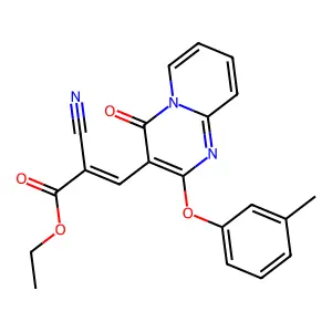 ethyl (2E)-2-cyano-3-[2-(3-methylphenoxy)-4-oxo-4H-pyrido[1,2-a]pyrimidin-3-yl]prop-2-enoate structure