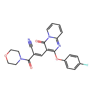 (E)-3-(2-(4-fluorophenoxy)-4-oxo-4H-pyrido[1,2-a]pyrimidin-3-yl)-2-(morpholine-4-carbonyl)acrylonitrile structure