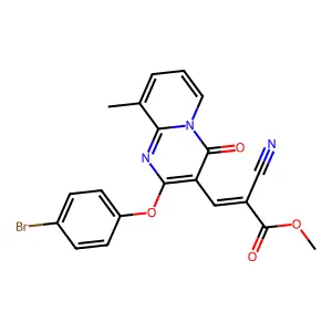 (E)-methyl 3-(2-(4-bromophenoxy)-9-methyl-4-oxo-4H-pyrido[1,2-a]pyrimidin-3-yl)-2-cyanoacrylate structure