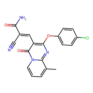 (E)-3-(2-(4-chlorophenoxy)-9-methyl-4-oxo-4H-pyrido[1,2-a]pyrimidin-3-yl)-2-cyanoacrylamide structure