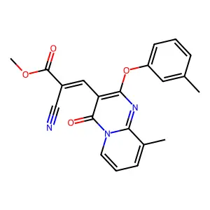 (E)-methyl 2-cyano-3-(9-methyl-4-oxo-2-(m-tolyloxy)-4H-pyrido[1,2-a]pyrimidin-3-yl)acrylate structure