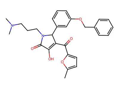 5-[3-(benzyloxy)phenyl]-1-[3-(dimethylamino)propyl]-3-hydroxy-4-(5-methylfuran-2-carbonyl)-2,5-dihydro-1H-pyrrol-2-one structure