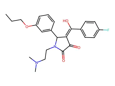 1-(2-dimethylaminoethyl)-4-[(4-fluorophenyl)-hydroxymethylidene]-5-(3-propoxyphenyl)pyrrolidine-2,3-dione structure