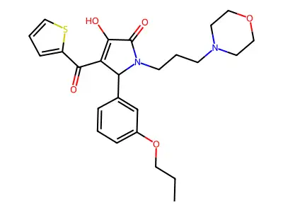 3-Hydroxy-1-(3-morpholin-4-ylpropyl)-5-(3-propoxyphenyl)-4-(2-thienylcarbonyl)-3-pyrrolin-2-one structure