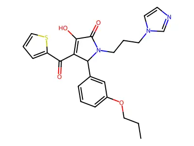 3-hydroxy-1-[3-(1H-imidazol-1-yl)propyl]-5-(3-propoxyphenyl)-4-(thiophen-2-ylcarbonyl)-1,5-dihydro-2H-pyrrol-2-one structure