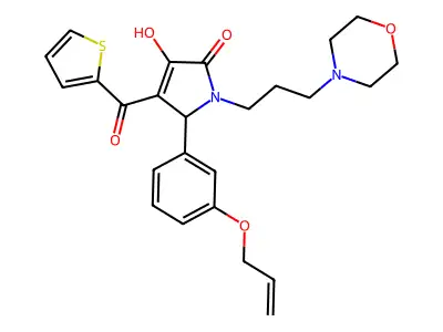 3-hydroxy-1-[3-(morpholin-4-yl)propyl]-5-[3-(prop-2-en-1-yloxy)phenyl]-4-(thiophene-2-carbonyl)-2,5-dihydro-1H-pyrrol-2-one structure