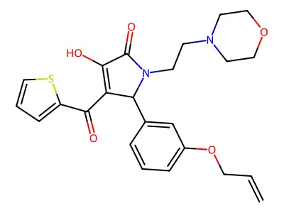 3-hydroxy-1-(2-morpholin-4-ylethyl)-5-(3-prop-2-enyloxyphenyl)-4-(2-thienylcar bonyl)-3-pyrrolin-2-one structure