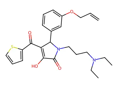 1-[3-(diethylamino)propyl]-3-hydroxy-5-(3-prop-2-enyloxyphenyl)-4-(2-thienylca rbonyl)-3-pyrrolin-2-one structure