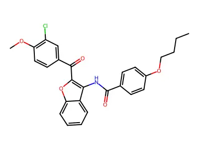 4-butoxy-N-{2-[(3-chloro-4-methoxyphenyl)carbonyl]-1-benzofuran-3-yl}benzamide structure