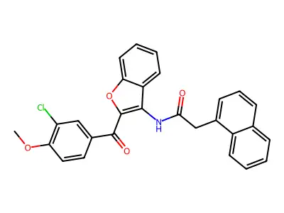 N-{2-[(3-chloro-4-methoxyphenyl)carbonyl]-1-benzofuran-3-yl}-2-(naphthalen-1-yl)acetamide structure