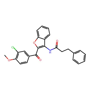 N-{2-[(3-chloro-4-methoxyphenyl)carbonyl]-1-benzofuran-3-yl}-3-phenylpropanamide structure