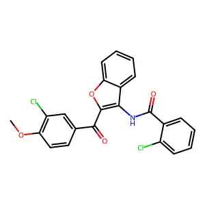 2-chloro-N-{2-[(3-chloro-4-methoxyphenyl)carbonyl]-1-benzofuran-3-yl}benzamide structure