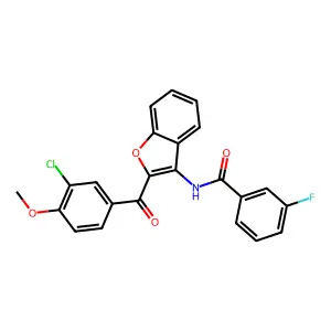 N-{2-[(3-chloro-4-methoxyphenyl)carbonyl]-1-benzofuran-3-yl}-3-fluorobenzamide structure