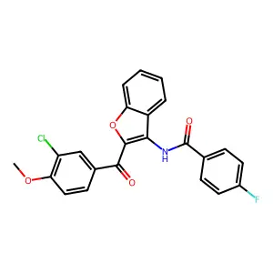 N-{2-[(3-chloro-4-methoxyphenyl)carbonyl]-1-benzofuran-3-yl}-4-fluorobenzamide structure