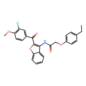N-{2-[(3-chloro-4-methoxyphenyl)carbonyl]-1-benzofuran-3-yl}-2-(4-ethylphenoxy)acetamide structure