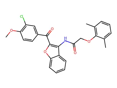 N-{2-[(3-chloro-4-methoxyphenyl)carbonyl]-1-benzofuran-3-yl}-2-(2,6-dimethylphenoxy)acetamide structure