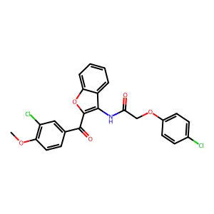 N-{2-[(3-chloro-4-methoxyphenyl)carbonyl]-1-benzofuran-3-yl}-2-(4-chlorophenoxy)acetamide structure