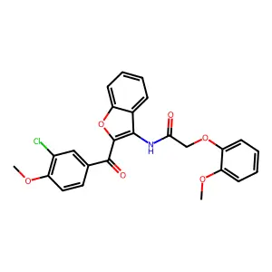N-{2-[(3-chloro-4-methoxyphenyl)carbonyl]-1-benzofuran-3-yl}-2-(2-methoxyphenoxy)acetamide structure