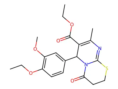 ethyl 6-(4-ethoxy-3-methoxyphenyl)-8-methyl-4-oxo-3,4-dihydro-2H,6H-pyrimido[2,1-b][1,3]thiazine-7-carboxylate structure