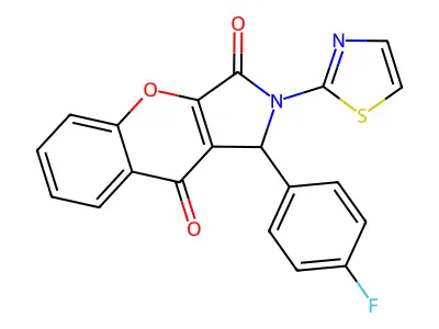 1-(4-fluorophenyl)-2-(1,3-thiazol-2-yl)-1,2-dihydrochromeno[2,3-c]pyrrole-3,9-dione structure