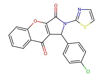 1-(4-chlorophenyl)-2-(1,3-thiazol-2-yl)-1,2-dihydrochromeno[2,3-c]pyrrole-3,9-dione structure