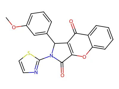 1-(3-methoxyphenyl)-2-(1,3-thiazol-2-yl)-1,2-dihydrochromeno[2,3-c]pyrrole-3,9-dione structure