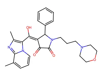 4-[(2,8-dimethylimidazo[1,2-a]pyridin-3-yl)-hydroxymethylidene]-1-(3-morpholin-4-ylpropyl)-5-phenylpyrrolidine-2,3-dione structure