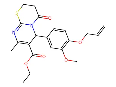 ethyl 6-[4-(allyloxy)-3-methoxyphenyl]-8-methyl-4-oxo-3,4-dihydro-2H,6H-pyrimido[2,1-b][1,3]thiazine-7-carboxylate structure