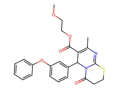 2-methoxyethyl 8-methyl-4-oxo-6-(3-phenoxyphenyl)-3,4-dihydro-2H,6H-pyrimido[2,1-b][1,3]thiazine-7-carboxylate structure