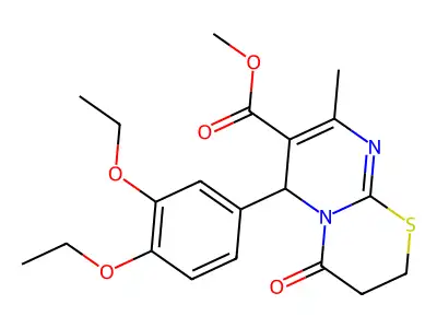 methyl 6-(3,4-diethoxyphenyl)-8-methyl-4-oxo-3,4-dihydro-2H,6H-pyrimido[2,1-b][1,3]thiazine-7-carboxylate structure