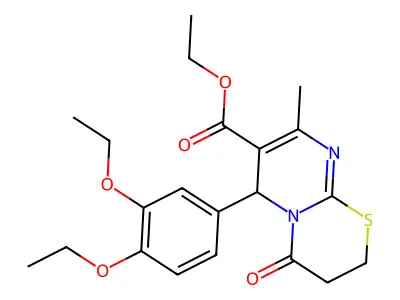 ethyl 6-(3,4-diethoxyphenyl)-8-methyl-4-oxo-3,4-dihydro-2H,6H-pyrimido[2,1-b][1,3]thiazine-7-carboxylate structure