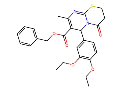 benzyl 6-(3,4-diethoxyphenyl)-8-methyl-4-oxo-3,4-dihydro-2H,6H-pyrimido[2,1-b][1,3]thiazine-7-carboxylate structure