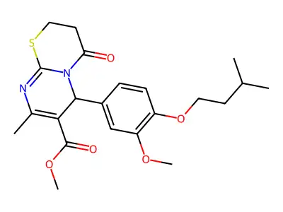 methyl 6-[3-methoxy-4-(3-methylbutoxy)phenyl]-8-methyl-4-oxo-3,4-dihydro-2H,6H-pyrimido[2,1-b][1,3]thiazine-7-carboxylate structure