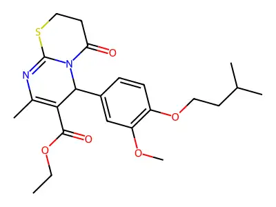 ethyl 6-[3-methoxy-4-(3-methylbutoxy)phenyl]-8-methyl-4-oxo-3,4-dihydro-2H,6H-pyrimido[2,1-b][1,3]thiazine-7-carboxylate structure