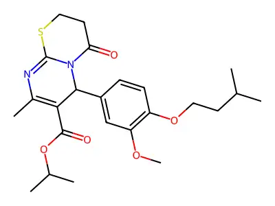 isopropyl 6-[3-methoxy-4-(3-methylbutoxy)phenyl]-8-methyl-4-oxo-3,4-dihydro-2H,6H-pyrimido[2,1-b][1,3]thiazine-7-carboxylate structure