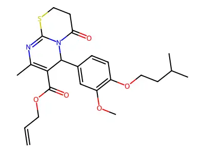 allyl 6-[3-methoxy-4-(3-methylbutoxy)phenyl]-8-methyl-4-oxo-3,4-dihydro-2H,6H-pyrimido[2,1-b][1,3]thiazine-7-carboxylate structure