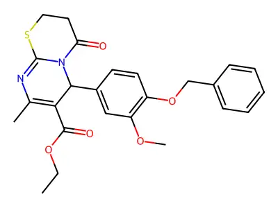 ethyl 6-[4-(benzyloxy)-3-methoxyphenyl]-8-methyl-4-oxo-3,4-dihydro-2H,6H-pyrimido[2,1-b][1,3]thiazine-7-carboxylate structure