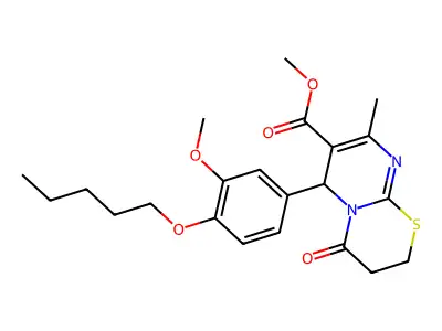 methyl 6-[3-methoxy-4-(pentyloxy)phenyl]-8-methyl-4-oxo-3,4-dihydro-2H,6H-pyrimido[2,1-b][1,3]thiazine-7-carboxylate structure